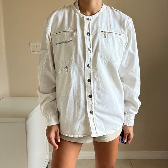 Harley-Davidson White Button Up Long Sleeve Shirt Jacket Women's Size M - Picture 10 of 15